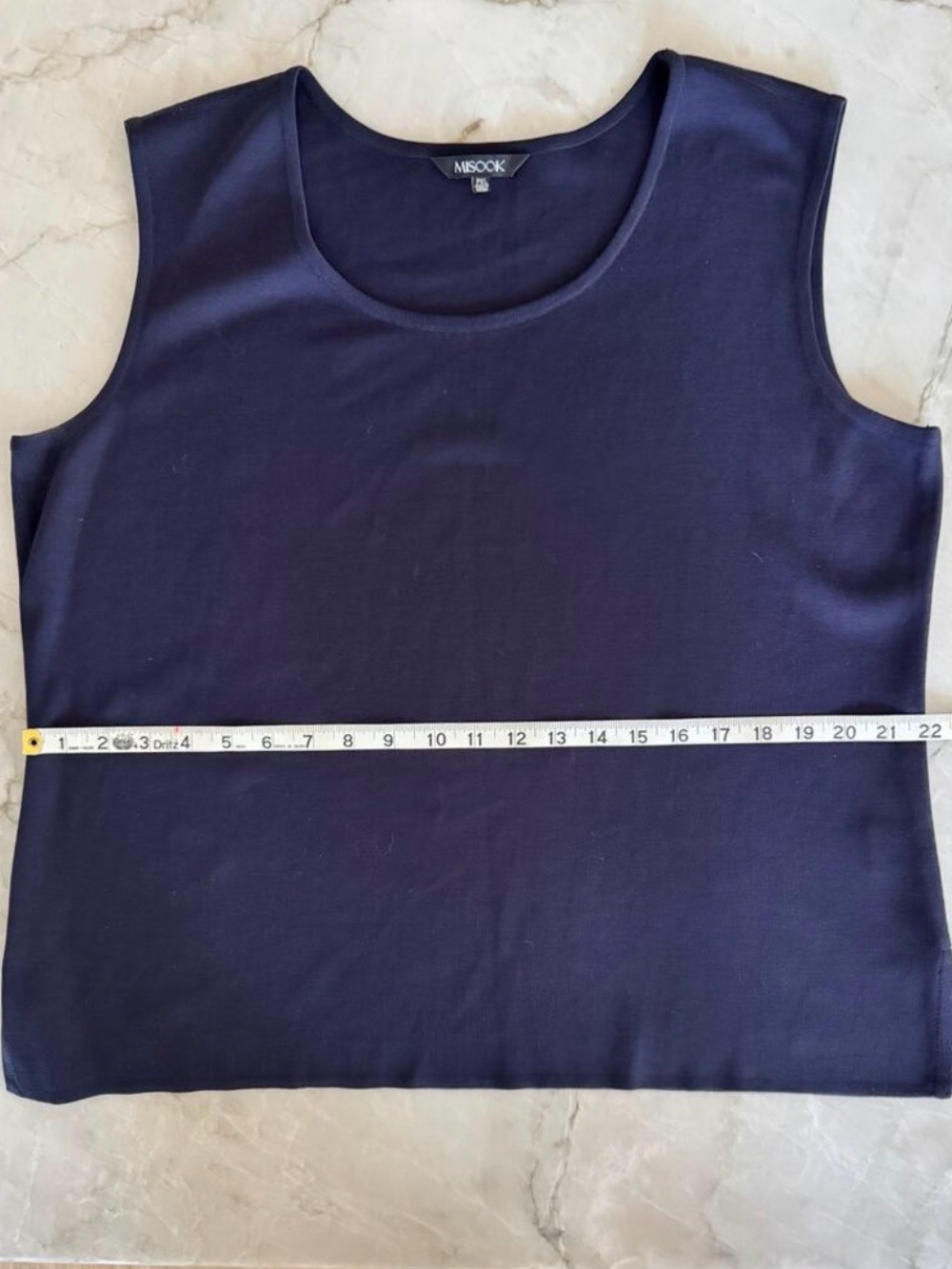 Misook Top Sz PXL Navy Knit Layering Tank Scoop Neck Classic Travel Shell Blouse - Picture 4 of 5